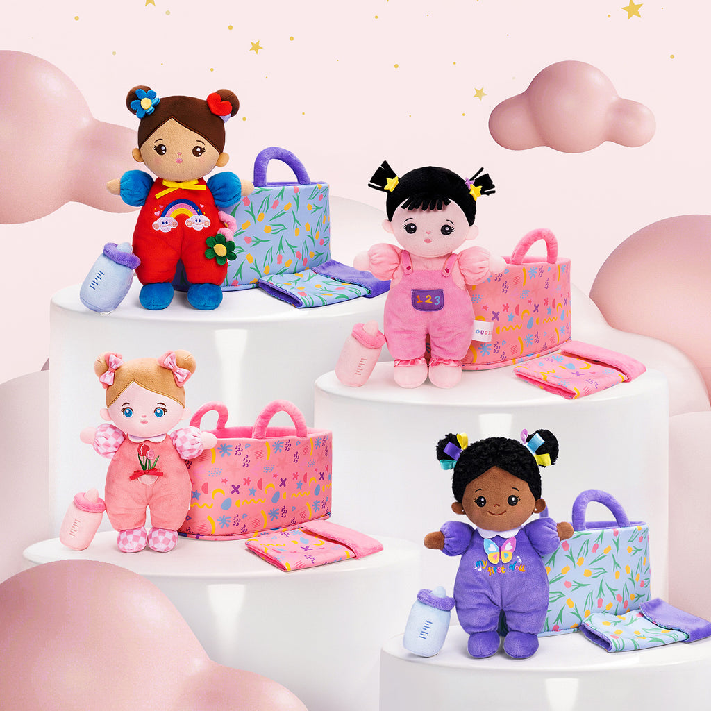 Personalized 10 Inch Mini Plush Doll Cloth Basket Gift Set