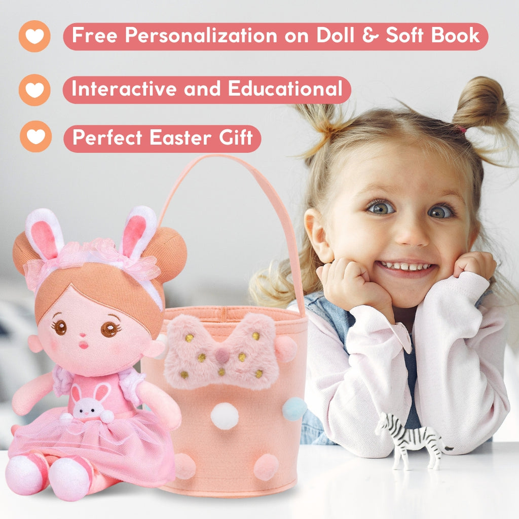 Easter Sale - Personalized Bunny Girl Plush Doll Gift Set
