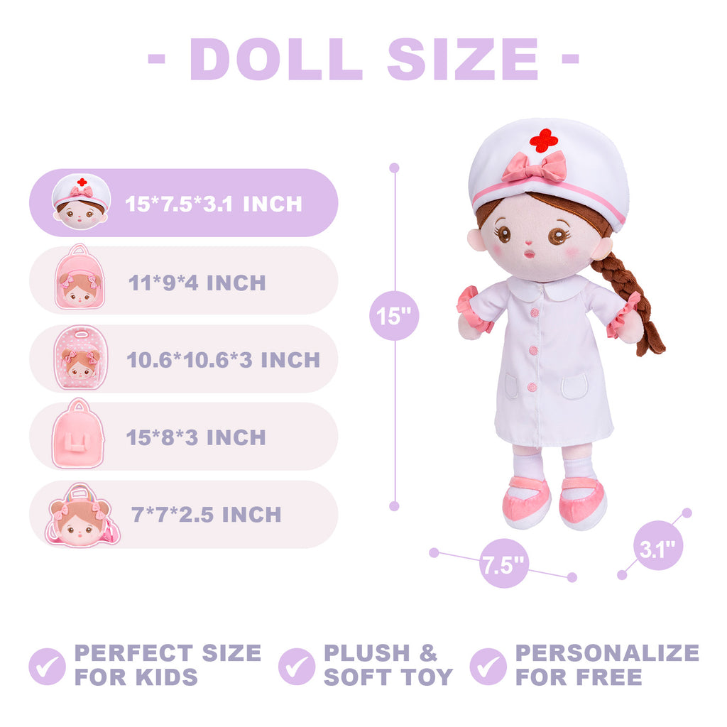 Personalized Nurse Plush Baby Girl Doll