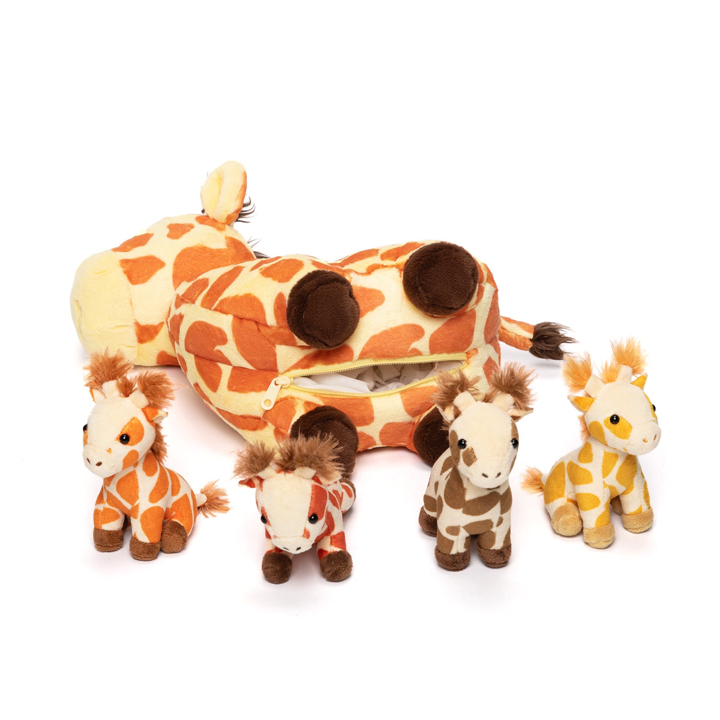 Giraffe Family Plush Toy Set With 4 Baby Giraffes