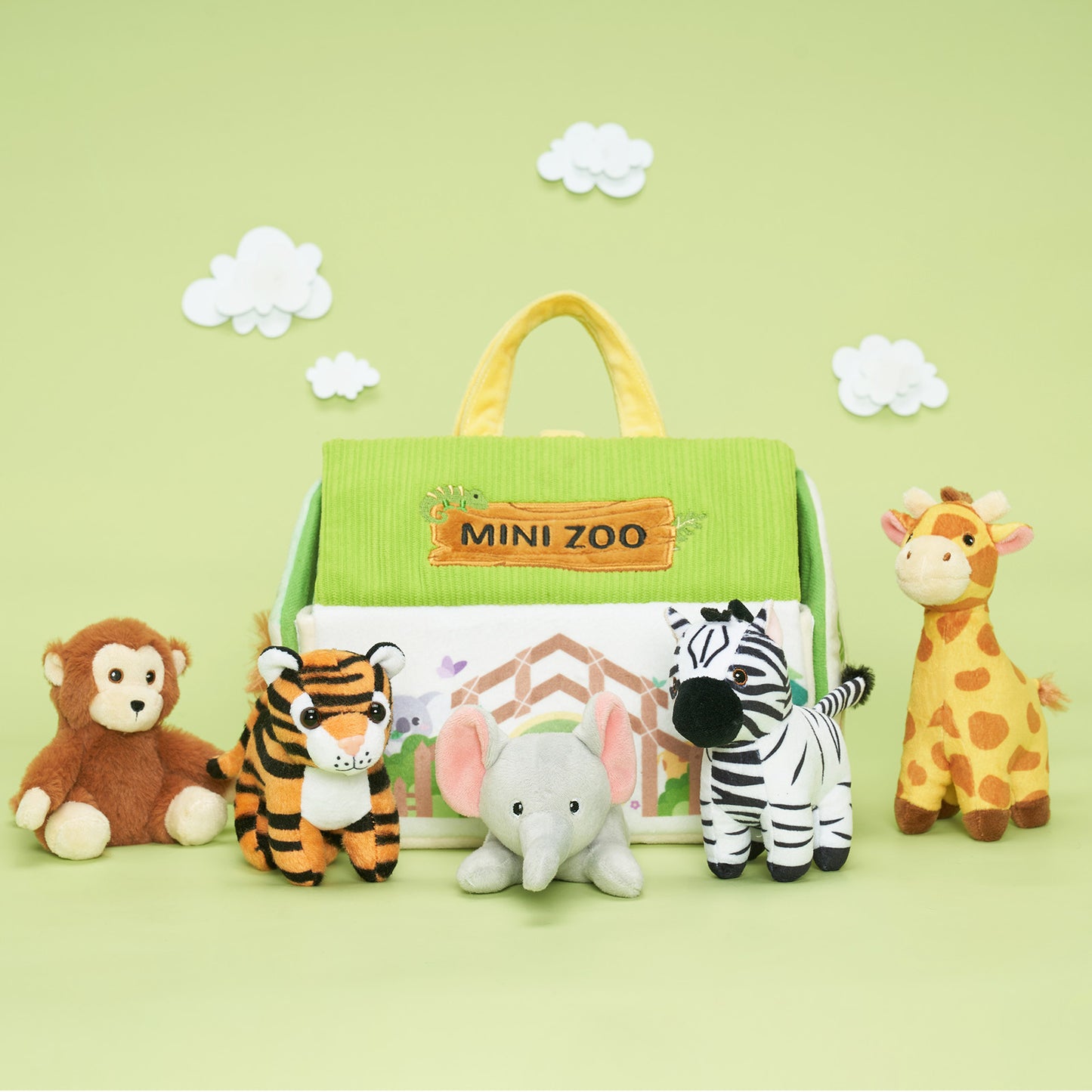 Personalized Plush Mini Zoo Toy Set with 5 Wild Stuffed Animal