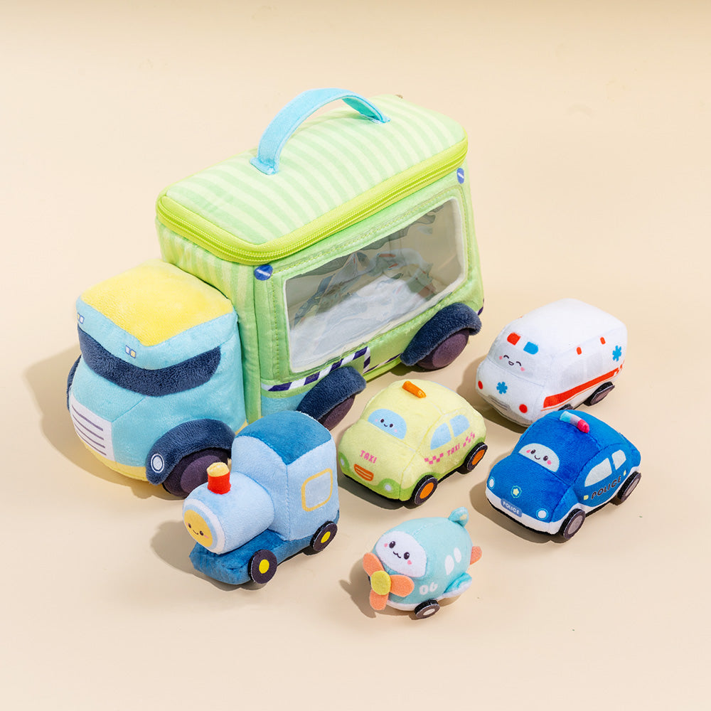 Personalized Baby's First Car Sensory Toy Plush Playset