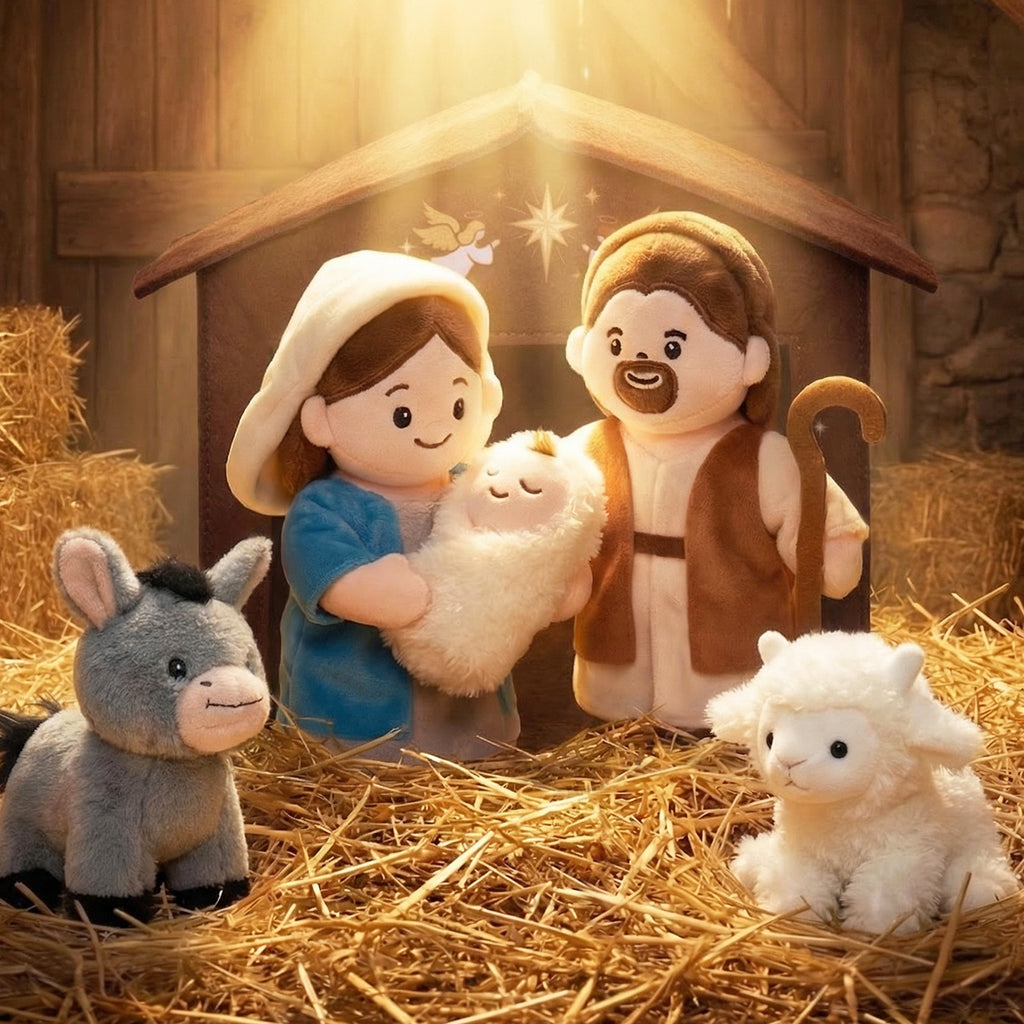 Soft Nativity Playset - Plush Manger with Holy Family & Animals