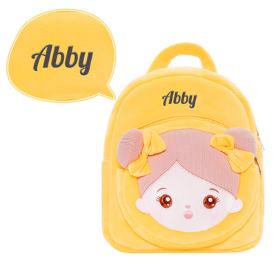 Personalized Yellow Open Eyes Plush Baby Girl Backpack