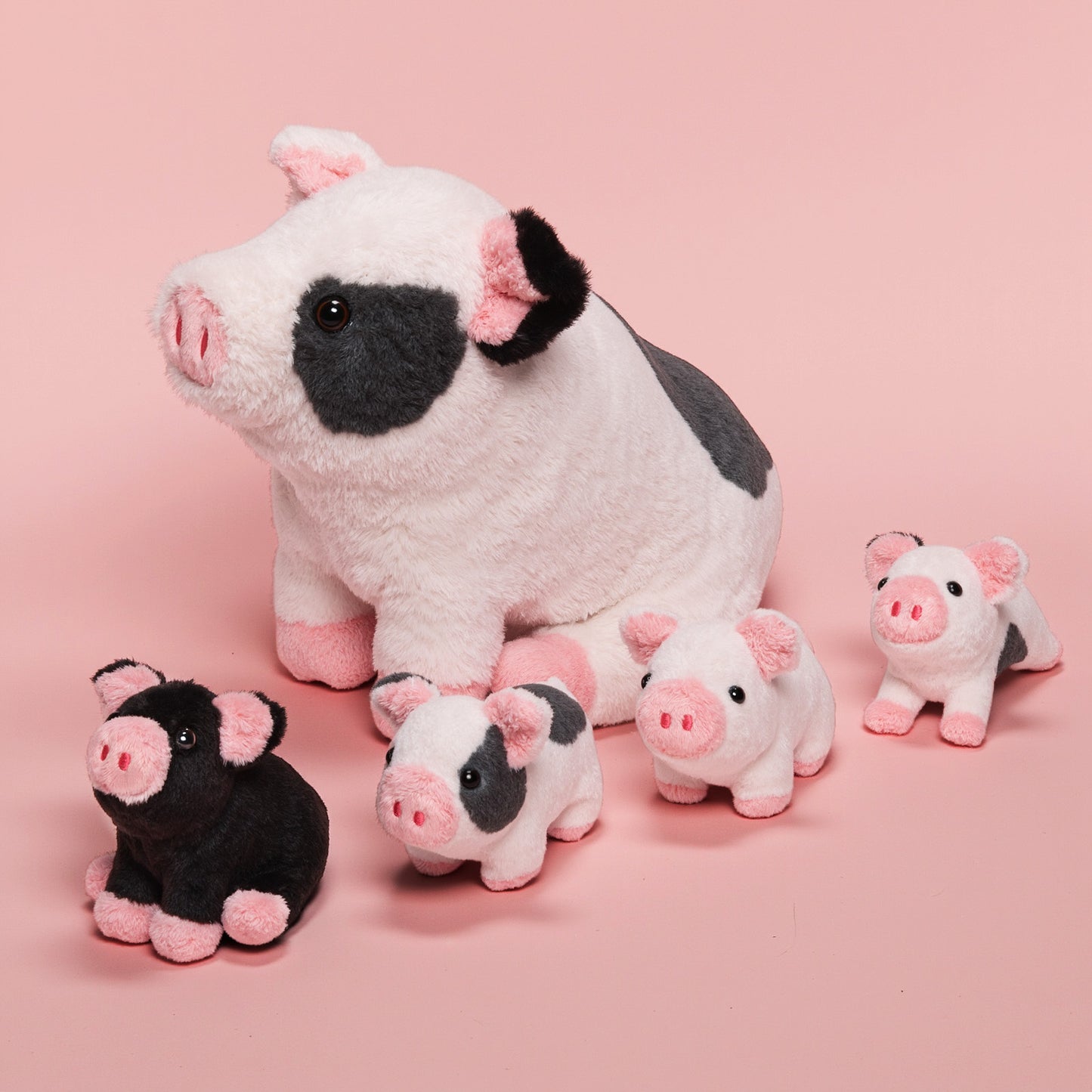 Spotted Pig Mommy Stuffed Animal Set with 4 Piglets Inside