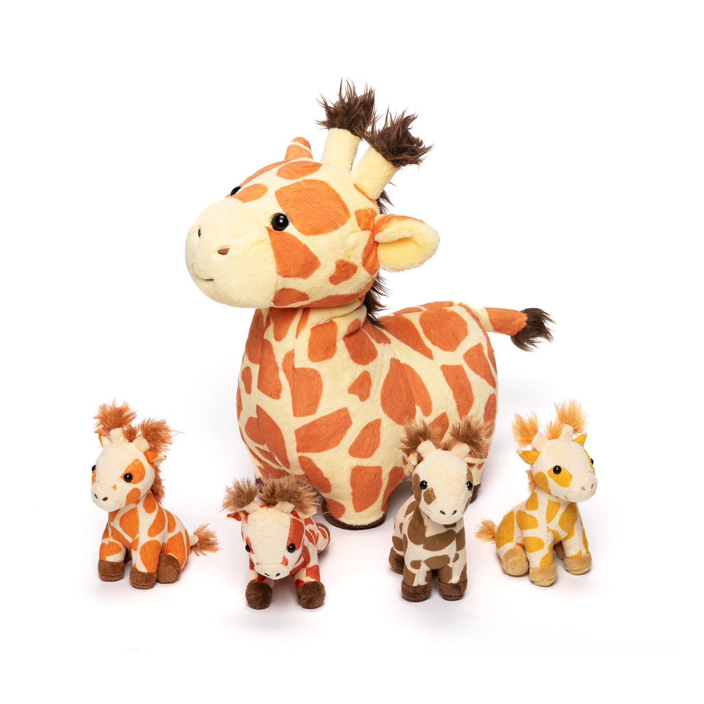 Giraffe Family Plush Toy Set With 4 Baby Giraffes