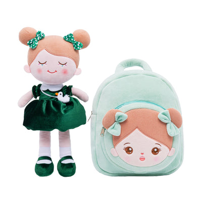 Personalized Dark Green Doll and Backpack