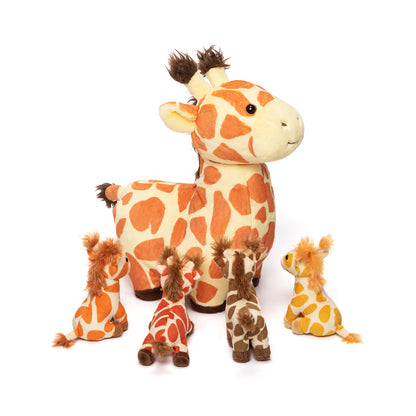 Giraffe Family Plush Toy Set With 4 Baby Giraffes
