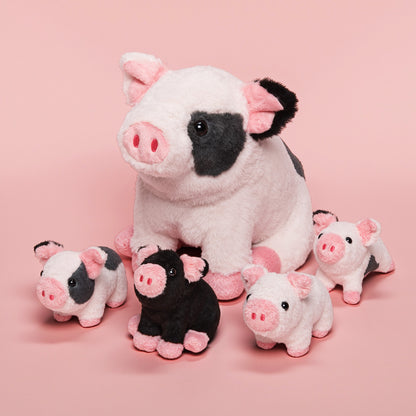 Spotted Pig Mommy Stuffed Animal Set with 4 Piglets Inside