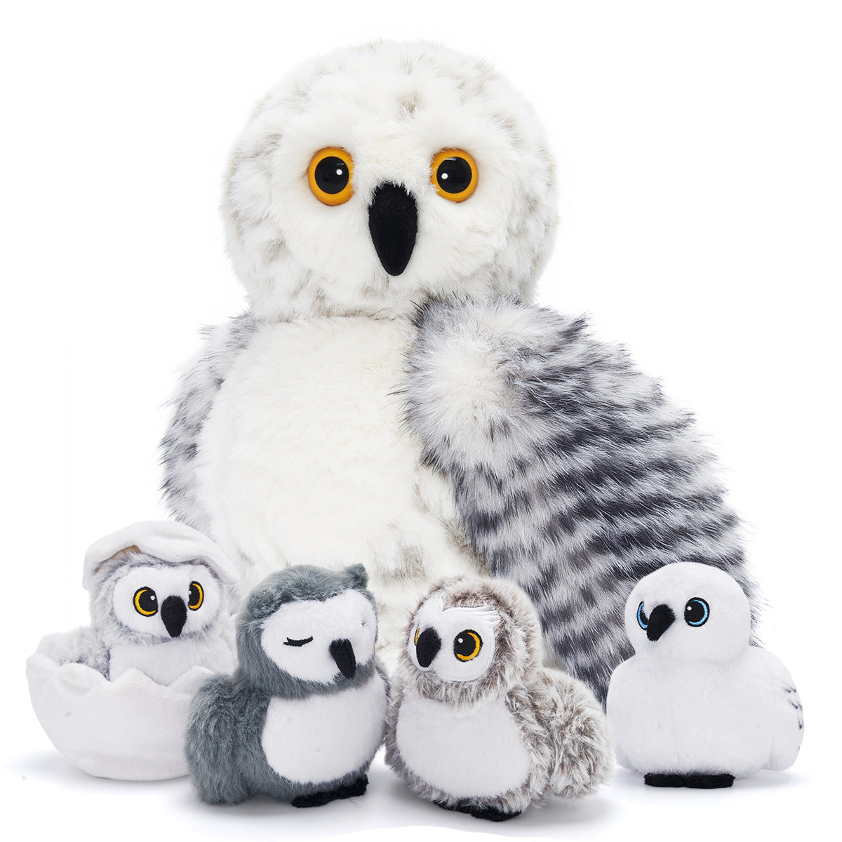 Owl Plush Stuffed Animal with 4 Babies-With rotatable head