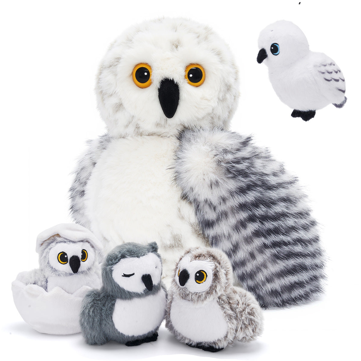 Owl Plush Stuffed Animal with 4 Babies-With rotatable head