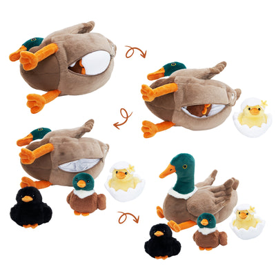 Mallard Dabbling Duck Plush Stuffed With 4 Ducklings in Nest