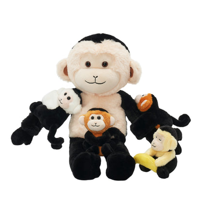Capuchin Monkey Plush Stuffed Animal with 4 Babies