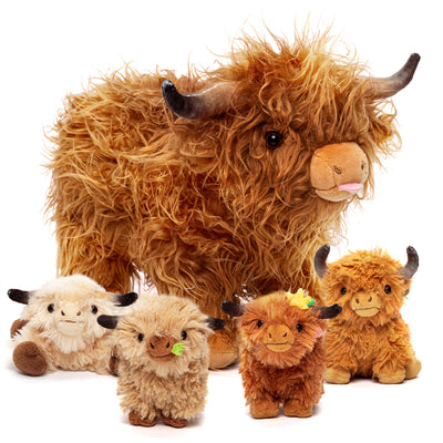 Scottish Highland Cow Cattle Stuffed Animal with 4 Calves