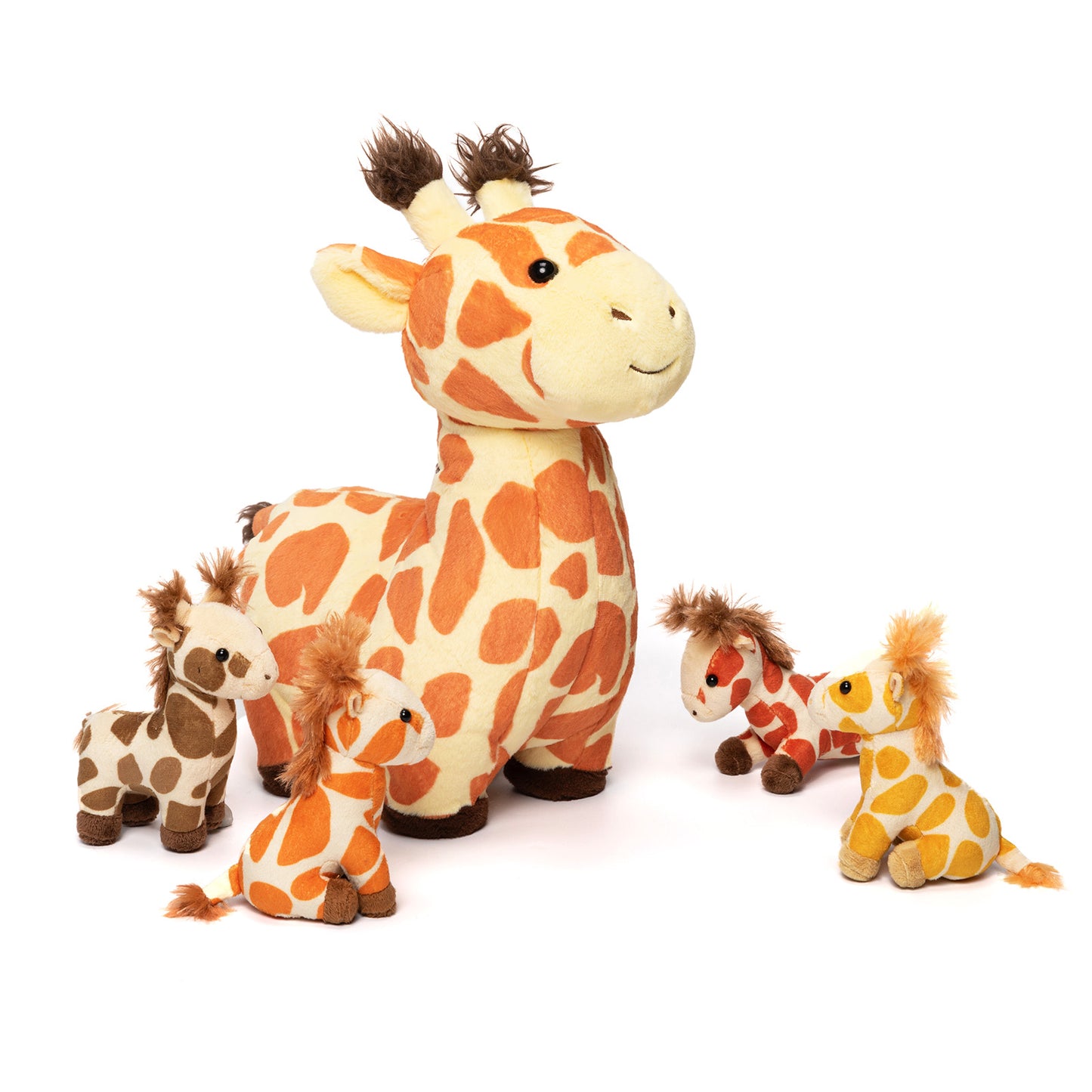 Giraffe Family Plush Toy Set With 4 Baby Giraffes