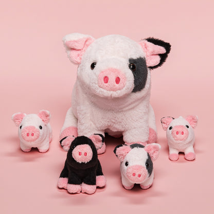 Spotted Pig Mommy Stuffed Animal Set with 4 Piglets Inside