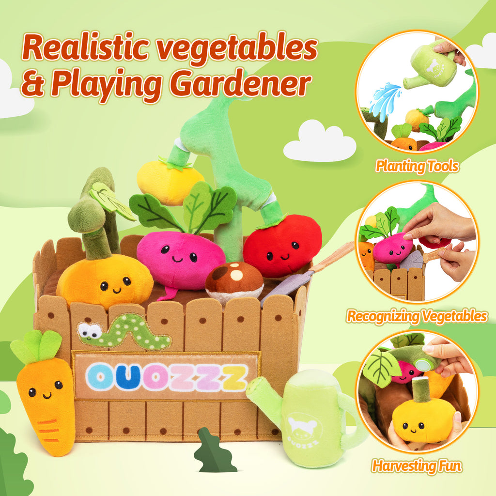 Personalized Baby's First Vegetable Garden Plush Playset Toy Gift Set