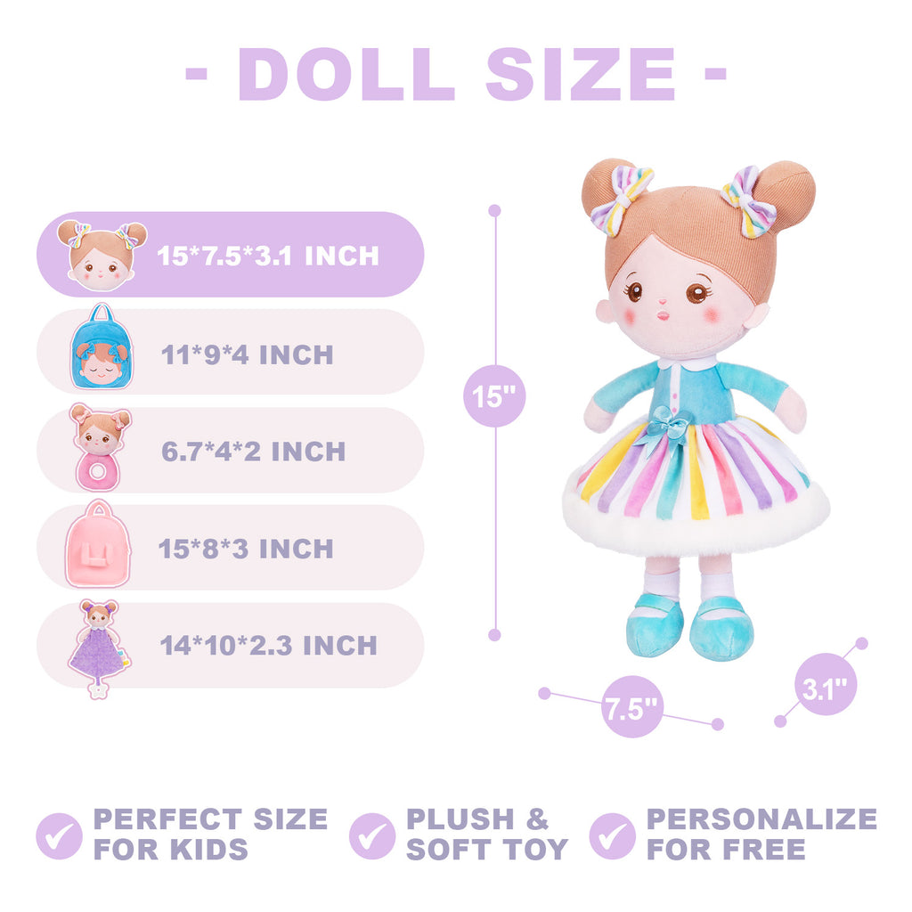 Personalized Sweet Girl Rainbow Plush Doll