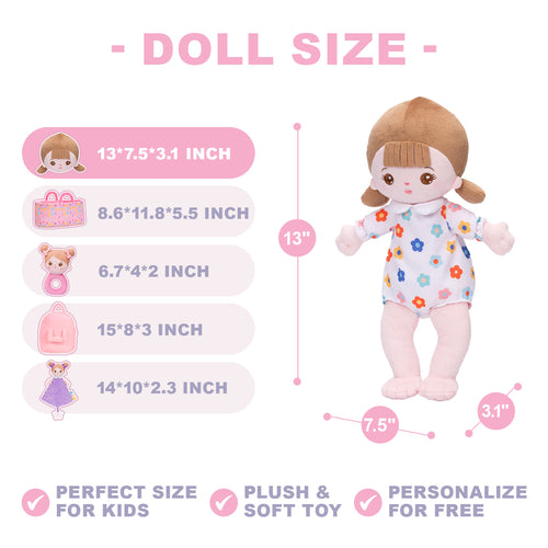 Personalized White Plush Mini Baby Girl Doll With Changeable Outfit