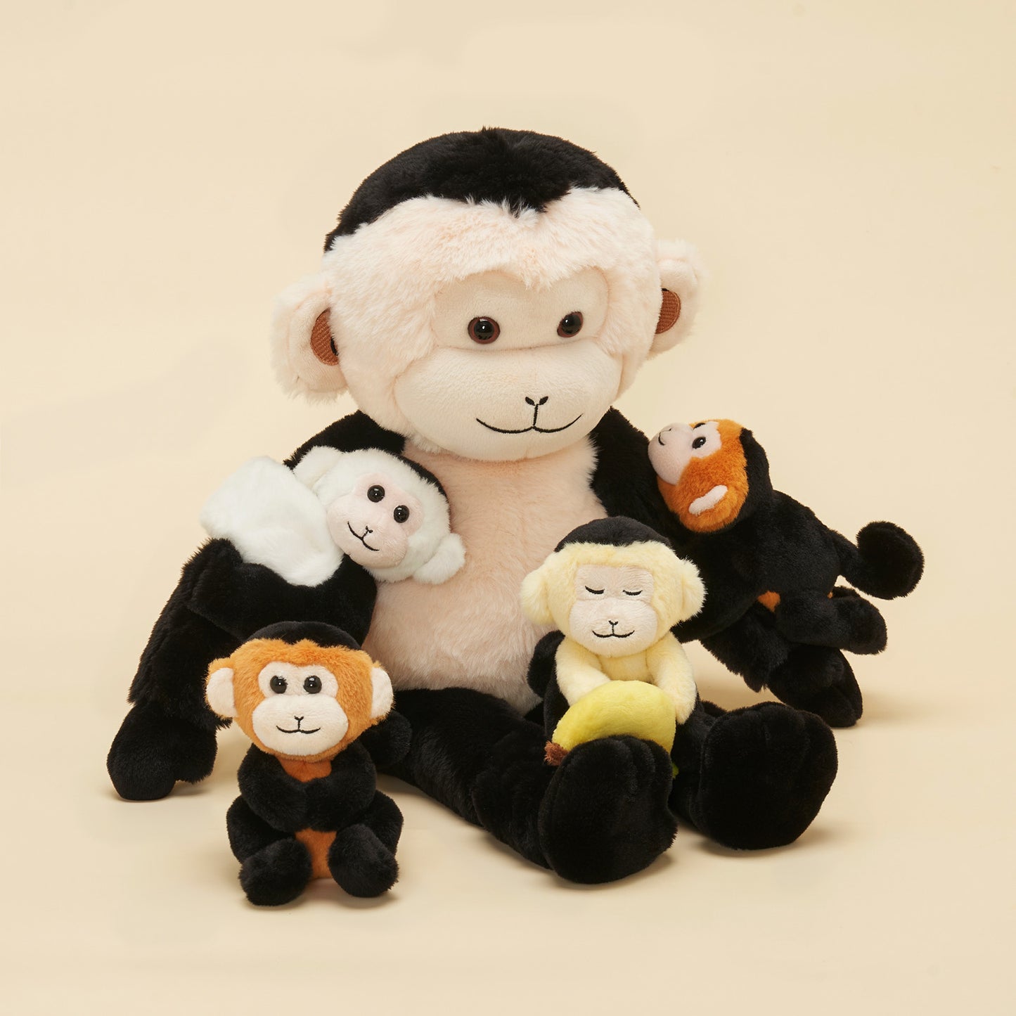 Capuchin Monkey Plush Stuffed Animal with 4 Babies