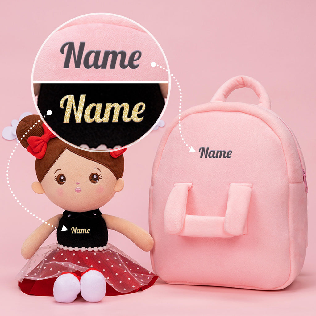 Personalized Brown Skin Tone Plush Baby Doll