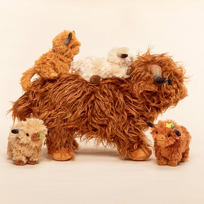 Scottish Highland Cow Cattle Stuffed Animal with 4 Calves