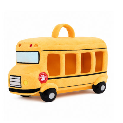 Personalised Plush Golden Retriever Puppy School Bus Playset (5-Piece Set)