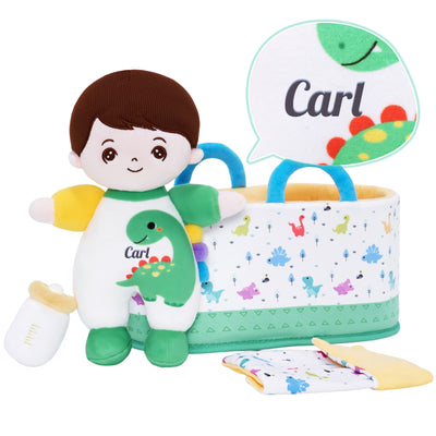 Mini Personalized Dinosaur White Skin Boy Plush Doll & Gift Set