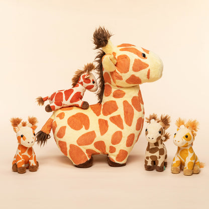 Giraffe Family Plush Toy Set With 4 Baby Giraffes
