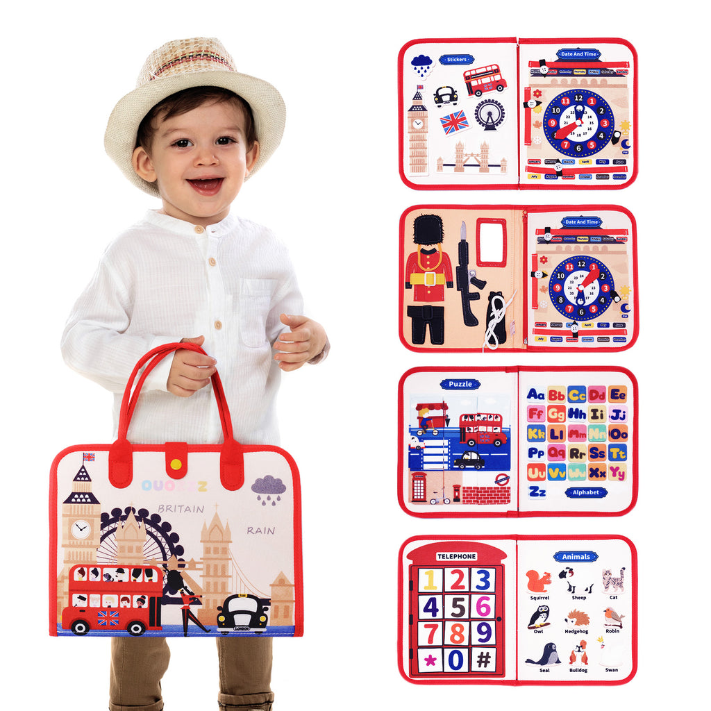 Personalised British Toddler Busy Board Plush Montessori Toys