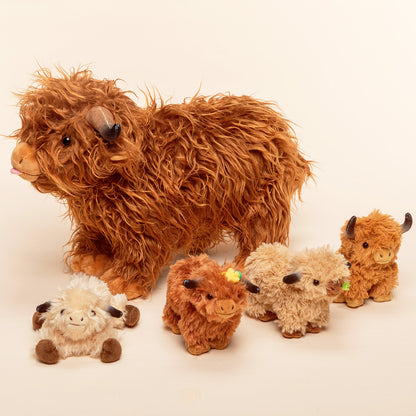 Scottish Highland Cow Cattle Stuffed Animal with 4 Calves