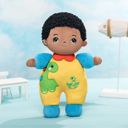Personalized Dark Skin Dinosaur Mini Plush Baby Boy Doll