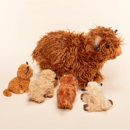 Scottish Highland Cow Cattle Stuffed Animal with 4 Calves