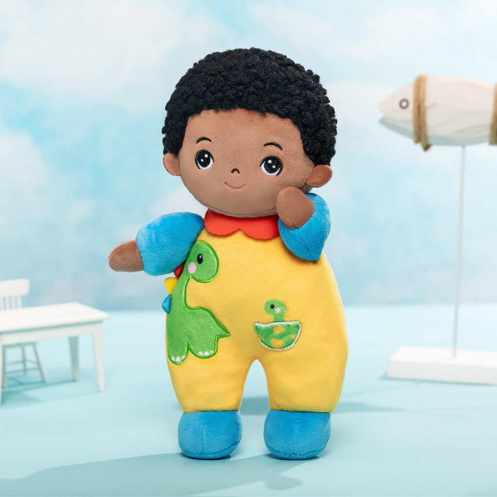 Personalized Dark Skin Dinosaur Mini Plush Baby Boy Doll