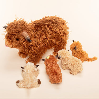 Scottish Highland Cow Cattle Stuffed Animal with 4 Calves