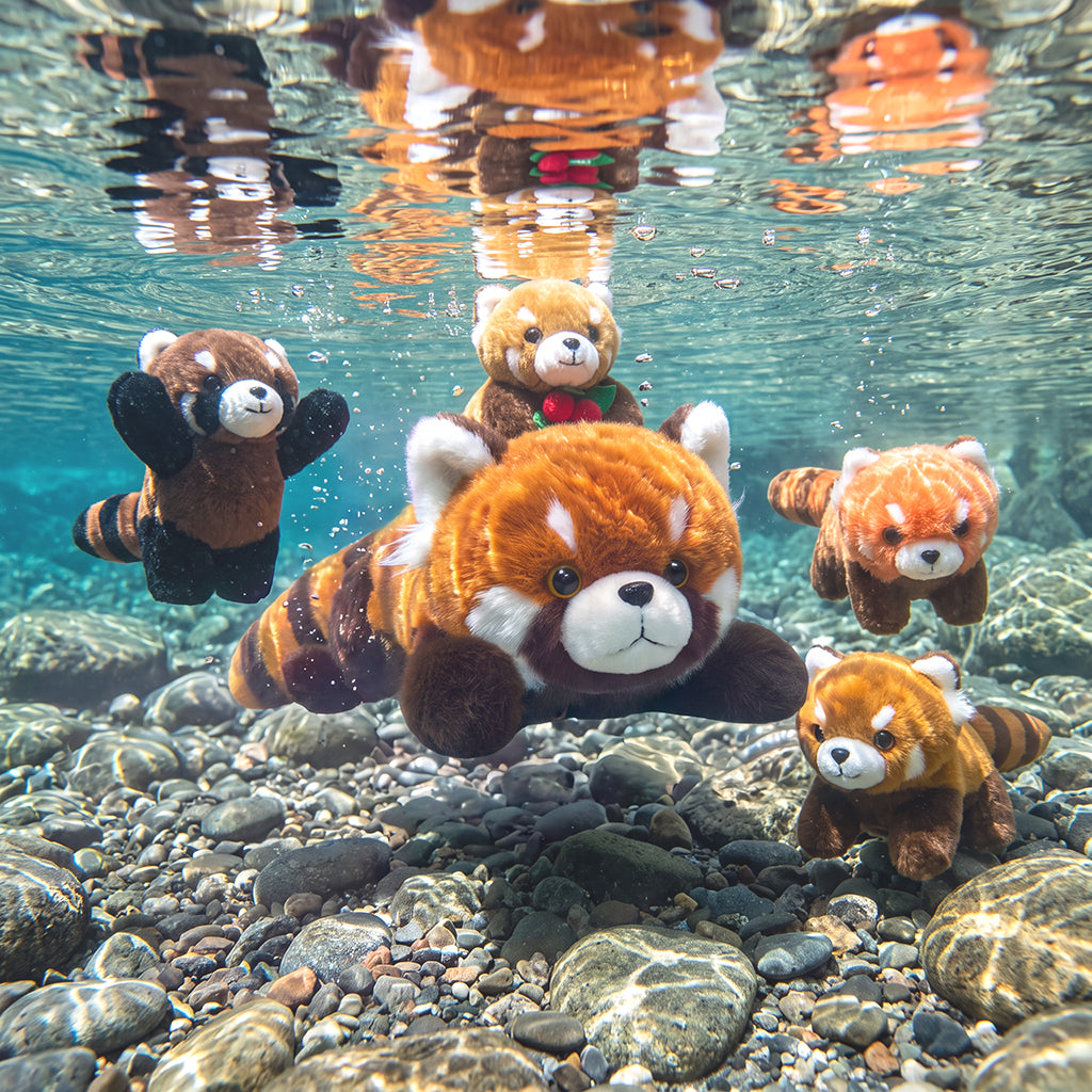 Red Panda Plush Stuffed Animal with 4 Babies