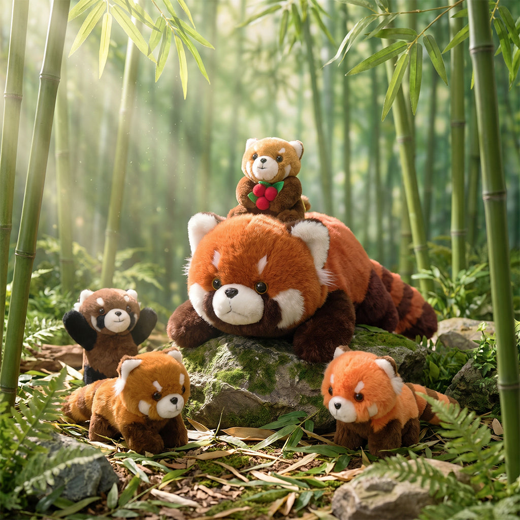 Red Panda Plush Stuffed Animal with 4 Babies