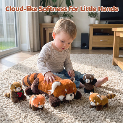 Red Panda Plush Stuffed Animal with 4 Babies