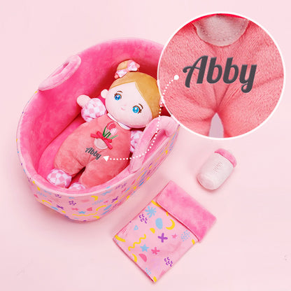 Personalized Blue Eyes Mini Plush Baby Girl Doll & Gift Set