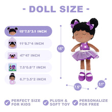Load image into Gallery viewer, Personalized Purple Deep Skin Tone Plush Dora Doll