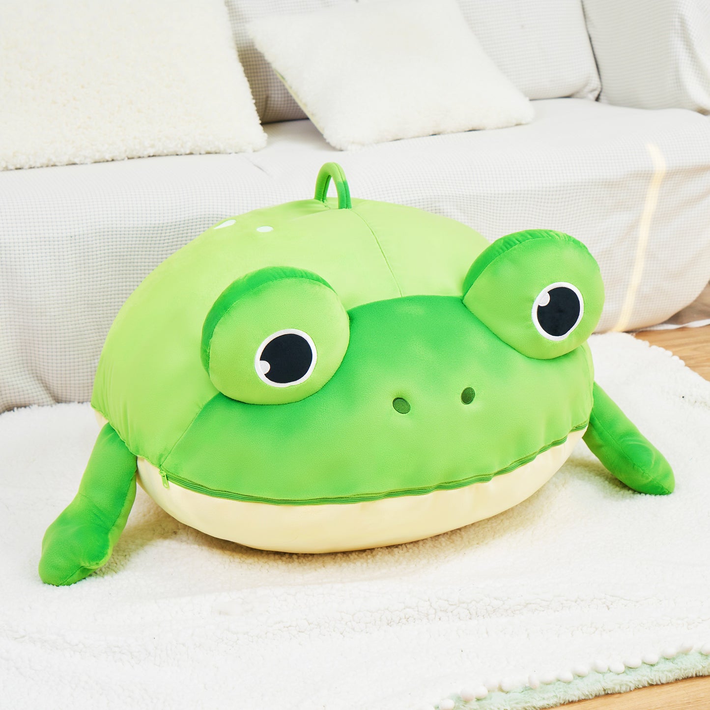 Frog Shaped Toy Storage Bag with Tongue Sticking Out Play Mat