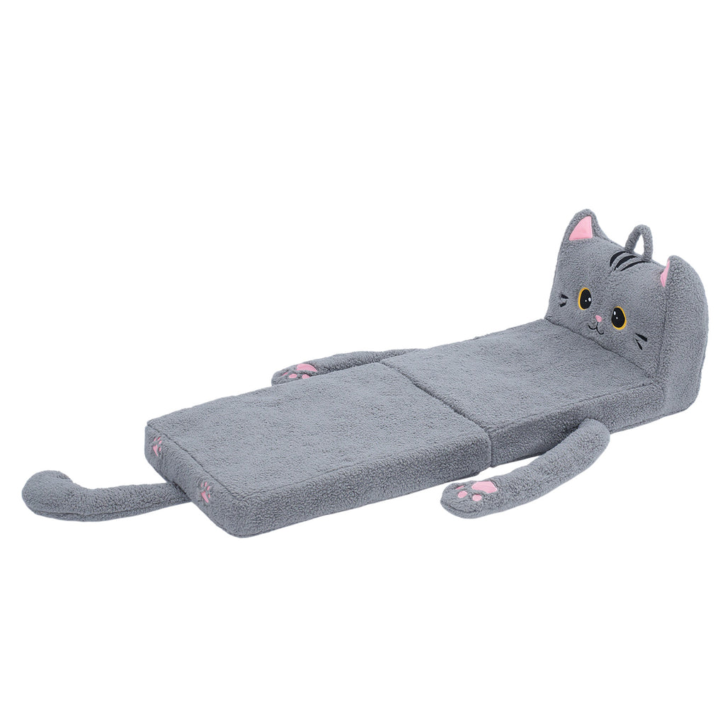 Foldable Animal Grey Cat Pattern Polar Fleece Children Sofa