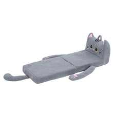 Load image into Gallery viewer, Foldable Animal Grey Cat Pattern Polar Fleece Children Sofa