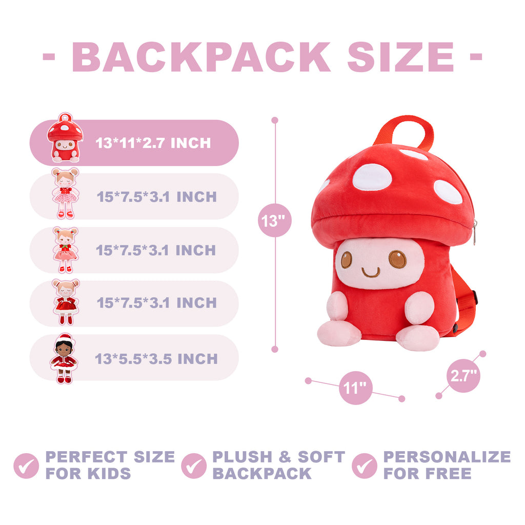 Personalized Red Mushroom Plush Backpack