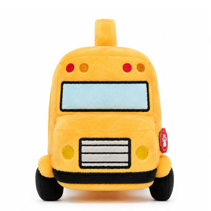 Personalised Plush Golden Retriever Puppy School Bus Playset (5-Piece Set)
