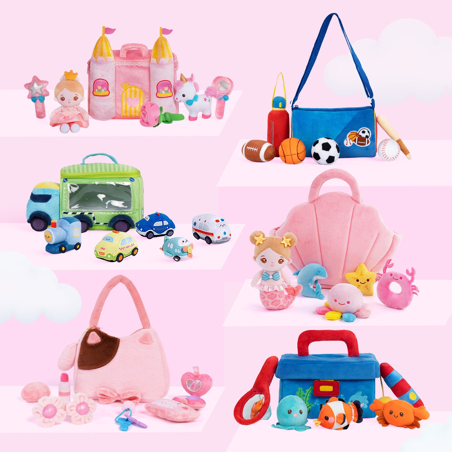 Personalized Plush Playset Sensory Toy Kit - 9 Themes