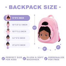 Load image into Gallery viewer, Personalized Deep Skin Tone Plush Nevaeh Red Doll + Backpack