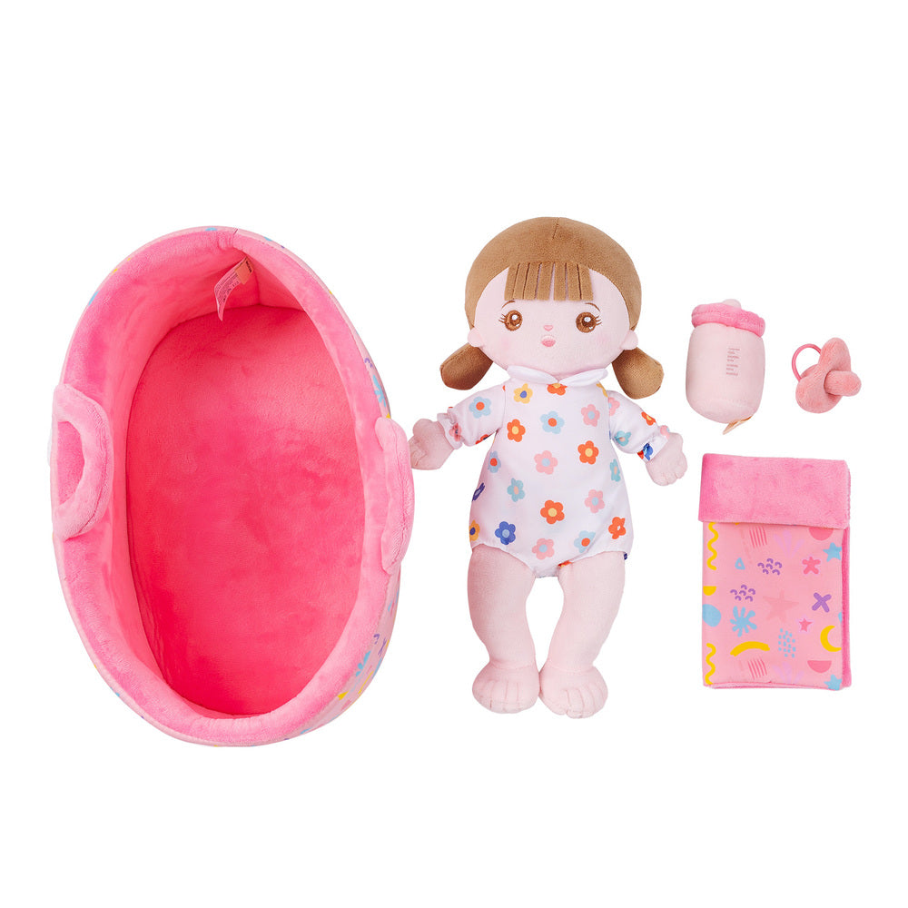 Personalized White Plush Mini Baby Girl Doll With Changeable Outfit