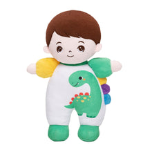 Load image into Gallery viewer, Personalized Mini Plush Baby Boy Doll with Dinosaur Romper