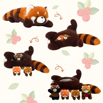 Red Panda Plush Stuffed Animal with 4 Babies